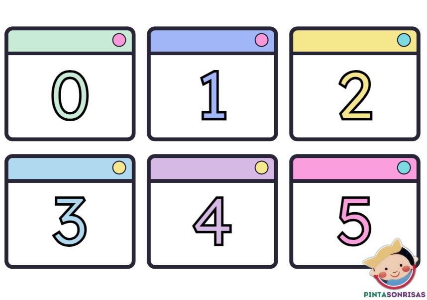 Tarjetas de matemáticas a juego con bolas de números coloridas